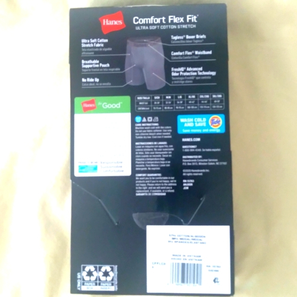 Hanes Comfort Flex Fit Long Leg Boxer Briefs Moisture-Wicking 3-Pack - Picture 3 of 6